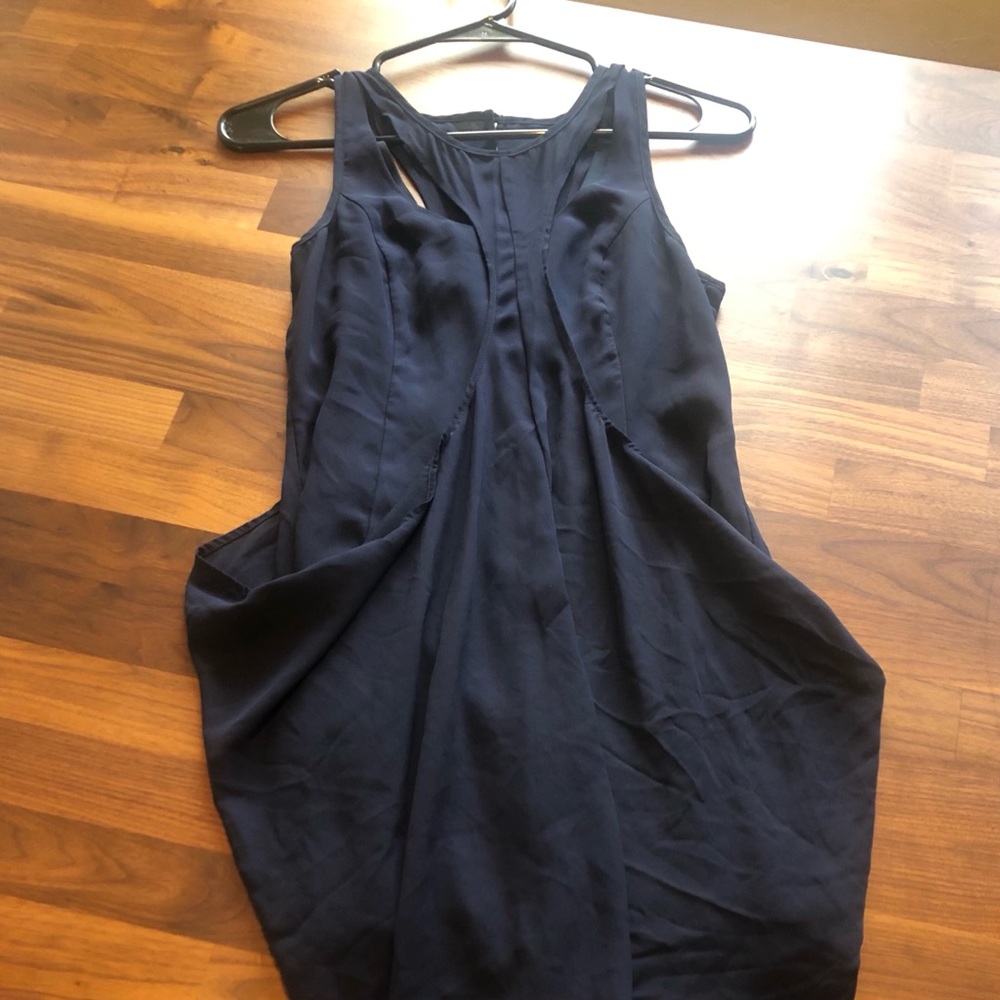 Navy Blue Body-con Dress with Overlay Details